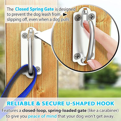 Heavy Duty Stainless Steel Dog Leash Wall Hook,Ultra-Secure Tie Out Anchor for Yard&Home,Anti-Escape Dog Chain Parking Hook,Rust-Proof&Easy to Install