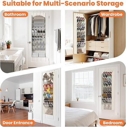 8-Tier Over The Door Organizer, Space Saving Hanging Shoes Organizer and Storage Unit, Organizer for Closet, Bedroom, Entryway, White