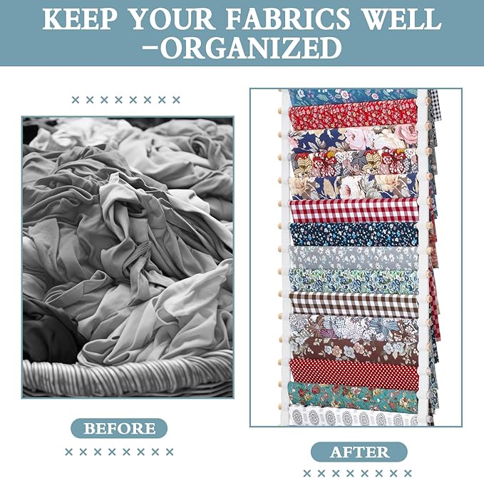 20-Shelf Hanging Wall Fabric Organizer, Over The Door Cloth Organizer with 4 Hooks, Closet Hanging Fabric Storage for Sewing & Quilting Collection(13.8 Inch)