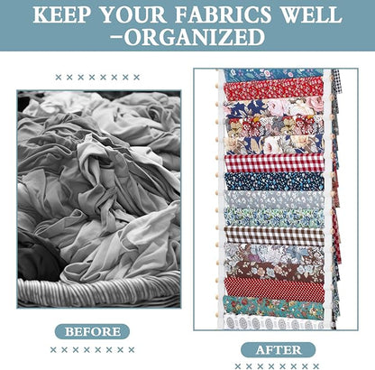 20-Shelf Hanging Wall Fabric Organizer, Over The Door Cloth Organizer with 4 Hooks, Closet Hanging Fabric Storage for Sewing & Quilting Collection(13.8 Inch)