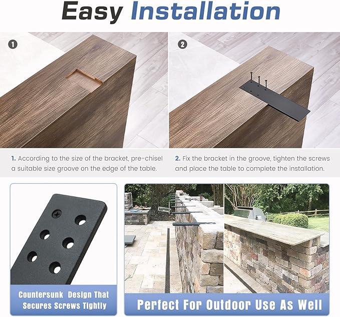 Countertop Support Brackets Heavy Duty 4 Pack 1/4" Thick 14 Inch Flat Hidden Knee Wall Countertop Bracket for Granite Quartz Wood Concret Countertops Screws Included