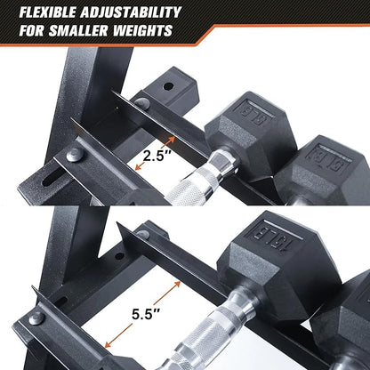 Dumbbell Rack Adjustable 3-Tier Weight Stand for Home Gym, 1100LB Capacity Heavy Duty Weight Storage Rack for Dumbbells, Kettlebells