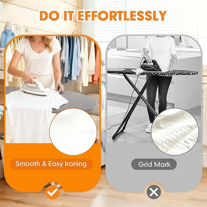 Ironing Board Cover and Pad, 18x49 Extra Wide Thick Iron Padding, Scorch & Stain Resistant Ironing board cover, Heavy Duty Iron Board Padded with Adjustable Fasteners Durable Elastic Edge, Grey