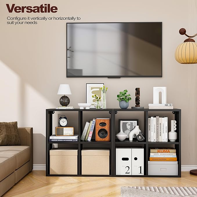 4-Cube Storage Organizer, Modern Cube Shelf, Small Bookshelf Storage Unit, Open Cubicle Bookcase for Living Room, Bathroom, Entrance Hall, Entryway