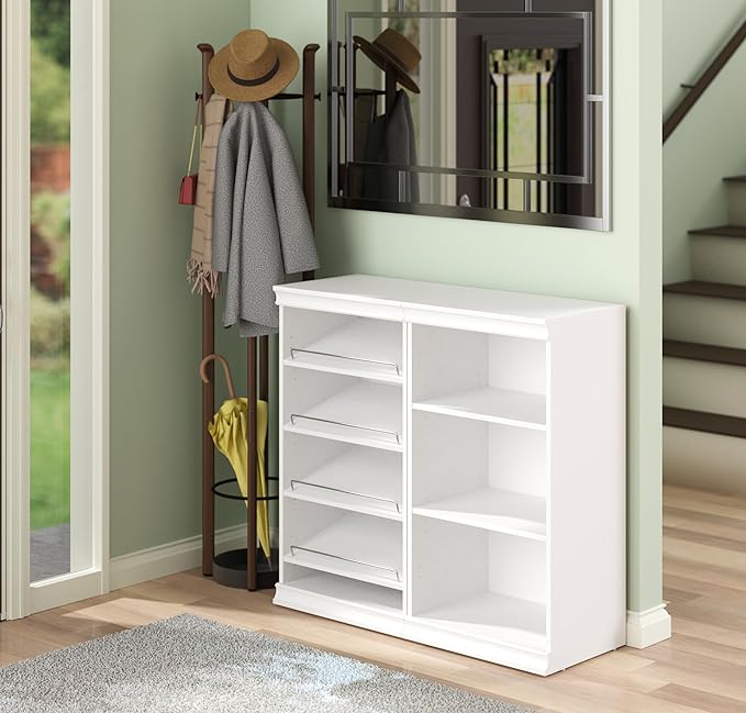 ClosetMaid Modular Storage Shelf Unit with Angled Shoe Shelves, White