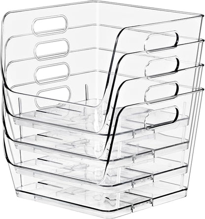 Sorbus Stackable Storage Bins Open Front, Clear Stackable Storage Bins, Pantry Bins for Storage and Organization, Acrylic Stackable Bins for Kitchen, Clear Pantry Organizer Bins (Medium Square 2 Pack)