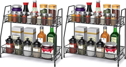 Spice Rack Organizer for Cabinet, Bathroom Organizer Countertop, Bathroom Counter Organizer, Kitchen Countertop Organizer, Bathroom Vanity Organizer (Pack of 2)
