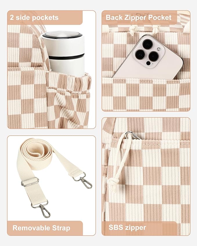 Bluboon Lunch Bag for Women Cute Corduroy Lunch Tote Bags with Shoulder Strap Reusable Insulated Lunch Box Large Capacity Reusable Insulated Cooler for Work Picnic or Travel (13L)