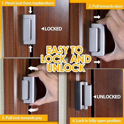 EverPlus Home Security Childproof Door Reinforcement Lock with 8 Screws and 3 Inch Stop Withstand 800 lbs for Inward Swinging Door, Upgrade Night Lock to Defend Your Home (Silver)