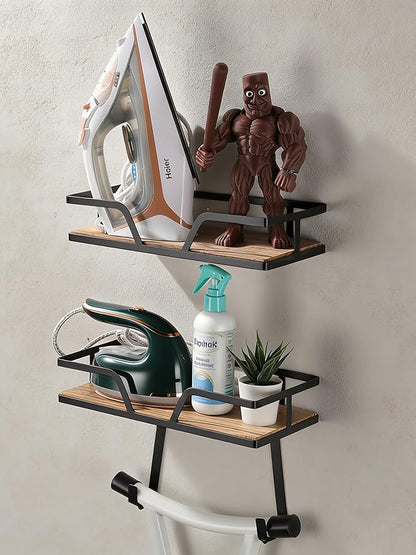 Ironing Board Hanger, 2-Layer Ironing and Iron Board Holder, Iron Board Wall Mount for Laundry Room Organization and Storage