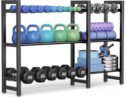 Dumbbell Rack 3-Tier Weight Stand Dumbbell Storage 50In Length For Home Gym Adjustable Spacing