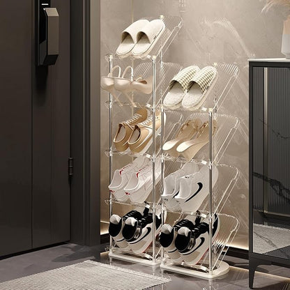 YYW Narrow Shoe Rack Vertical Shoes Rack for Entryway Corner Shoe Storage Organizer for Small Spaces Transparently Tall Slim Shoe Shelf for Front Door Entrance Living Room White 6 Layers
