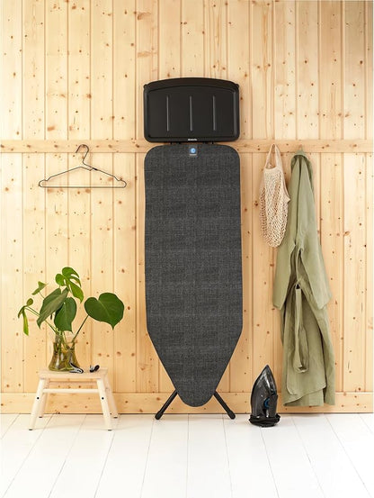 Brabantia Ironing Board C, XL Steam Unit Holder, Adjustable Height, Non-Slip Rubber Feet, Foldable, Denim Black, Size C (49 x 18 inches), Metal Frame, Free Standing, 63 inches