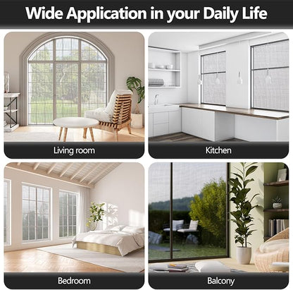 Window Screen Door Repair Kit, 48" x 177" Screen Door Mesh Replacement Kit, Durable Fiberglass Mesh Roll with Tools for Windows Doors Patio and Porch Replacement, Black (Pack of 2)