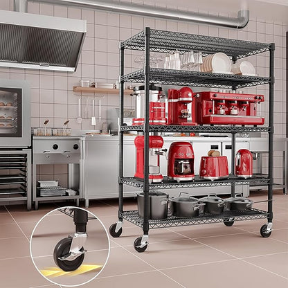 IZEUK Garage Shelving Wide Storage Shelves 5 Tier Metal Shelves 4000 LBS Heavy Duty Adjustable Utility Shelf Rack Black 23.6" D x 53.1" W x 73.6" H