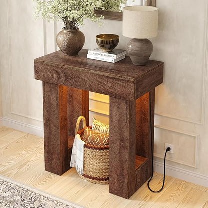 Unikito 32" Entryway Table with Socket and Sensor Light, Narrow Console Table with Storage Behind Couch, Farmhouse Entryway Table for Hallway, Behind The Couch, Living Room, Foyer
