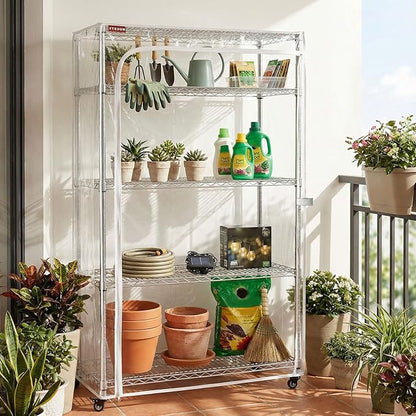 Clear PVC Shelf Cover, 36" W x 14" D x 54" H, 3-Way Opening Rack Cover with Two-Way Zippers, See-Through Waterproof Shelving Enclosure for Laundry Room, Kitchen & Garage
