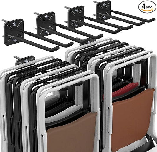 Garage Hooks, Heavy Duty Garage Hooks -12.4 Inch Wall Mount Hangers for Chairs, Power Tools, Garden Tools, Tires & More - Max 120 lbs (4-Pack)