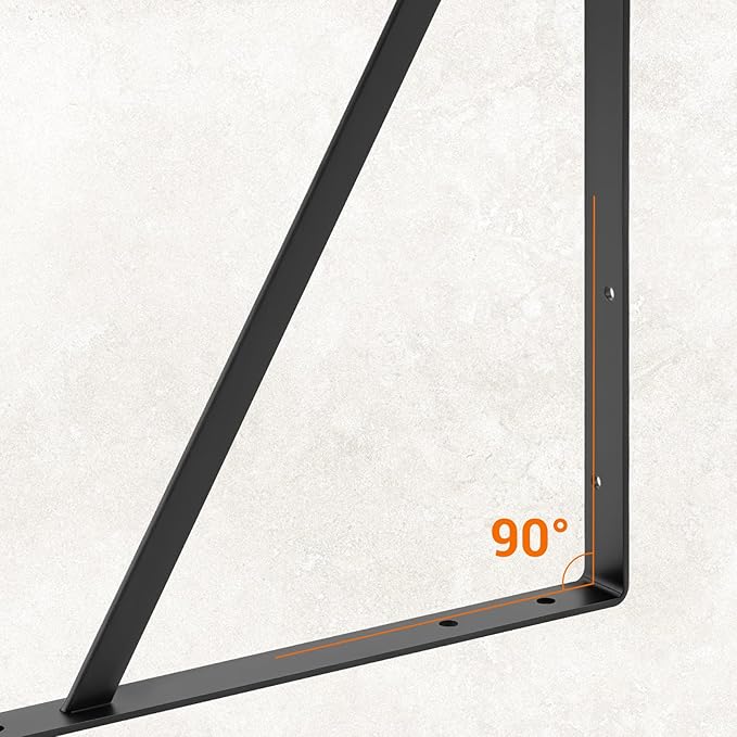 HOME MASTER HARDWARE 20inch x 13 inch Black Heavy Duty Shelf Brackets 6 Pack, Metal L Brackets with Screws - 90 Degree Angle Brackets for Shelves, Floating Shelf & Wall Mounted Shelf Support