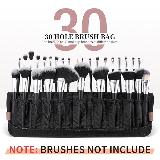 DUcare Makeup Brushes Organizer 30pcs Folding Travel Cases Makeup Brushes Stand-up Cosmetic Bag Artist Storage (only bag)