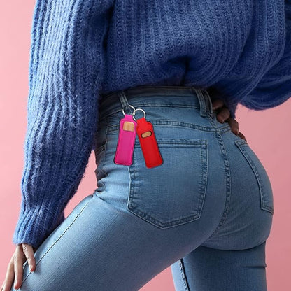 Yisong 40/60/ 80 Pack Lipstick Holder Keychains Bulk Neoprene Lip Balm Holder Keychain Lip Gloss Sleeve Pocket Women Presents