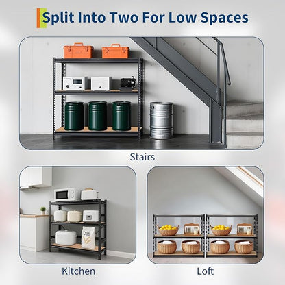 Garage Storage Shelves 5 Tiers, Heavy Duty Storage Shelving Racks with 2500 LBS Capacity, 48 " L x 18 in W x 72 in H Metal Adjustable Shelving Unit for Kitchen Pantry Basement Bathroom Laundry