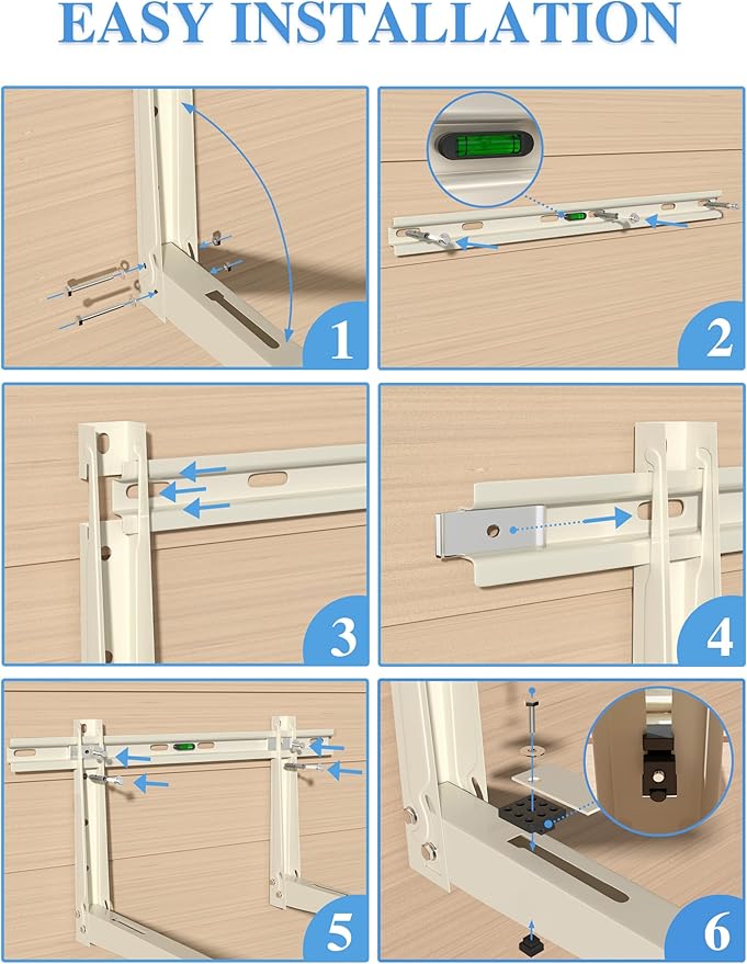 Mini Split Mounting Brackets for Outside, Condenser Bracket with Leveler for 7000 BTU to 24000 BTU Outdoor Ductless Mini Split Air Conditioner Heat Pump AC Systems, Max 490 Lb Capacity