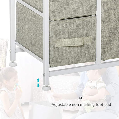 HOMCOM 7-Drawer Dresser Storage Tower Cabinet Organizer Unit, Easy Pull Fabric Bins with Metal Frame for Bedroom, Closets, Light Gray