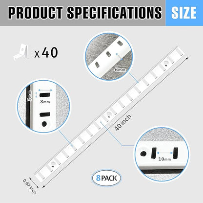 Adjustable Shelf Bracket 40 Inch 8 Pack Shelf White Pilaster Strips Shelf Rail Shelf Track Adjustable Wall Shelves Shelf Standards and Supports for Cabinet Closet Organization