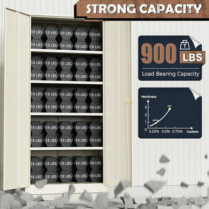 INTERGREAT Metal Storage Cabinet, 72” H Storage Cabinet with 2 Doors and 4 Adjustable Shelves for Office, Home, Garage, Pantry (Assembly Required, Grey)
