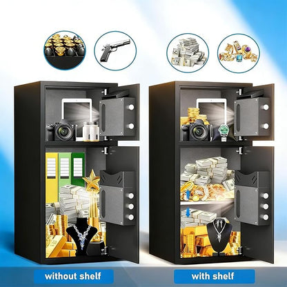 6.0 Cu Ft Large Safe Box Fireproof Waterproof, Money Safe With Mute Function and LED Light,Digital Keypad Home Safes with Deposit Slot & Dual Alarm System, Security Box for Money Valuables