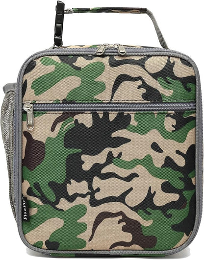 FlowFly Kids Lunch box Insulated Soft Bag Mini Cooler Back to School Thermal Meal Tote Kit for Girls, Boys, Forest