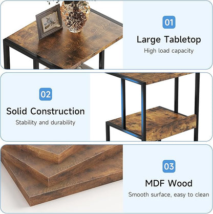 Mexin Printer Stand-Small 3 Tier Printer Table with Wheels, Industrial Rolling Printer Cart with Storage Shelf for Scanner Fax Home Office Use,17.5 x 11.8 Inches, Rustic Brown