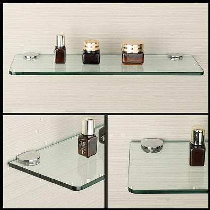 SAYAYO Glass Shelf Brackets Adjustable, Heavy Duty Clamp Holder for 8-10 mm Wood/Glass Shelves, Wall Mount Railing Polished Chrome, 8Pcs