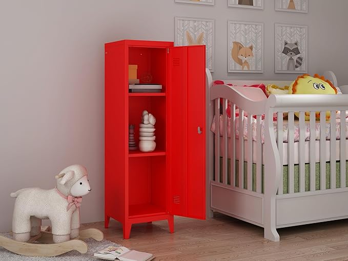 MIOCASA Metal Cabinet Home Office Storage Cabinets with Doors and Shelves Lockable File Cabinet Organizer Coat Lockers for Kids