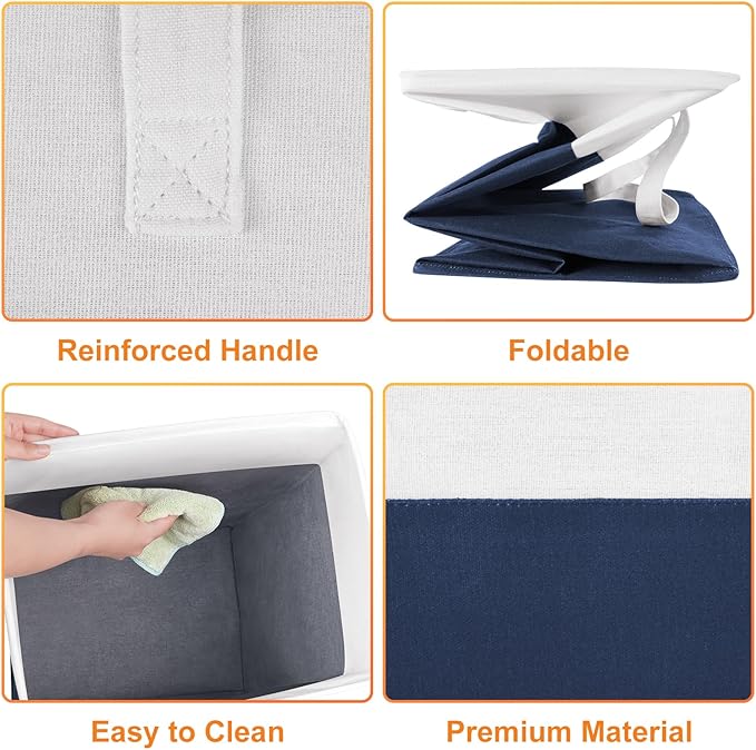 laundry basket 3-Pack, laundry hamper, Hamper with handles, collapsible laundry baskets, Waterproof dirty clothes hamper, Towel Storage for Home or Dorm, 75L-Blue