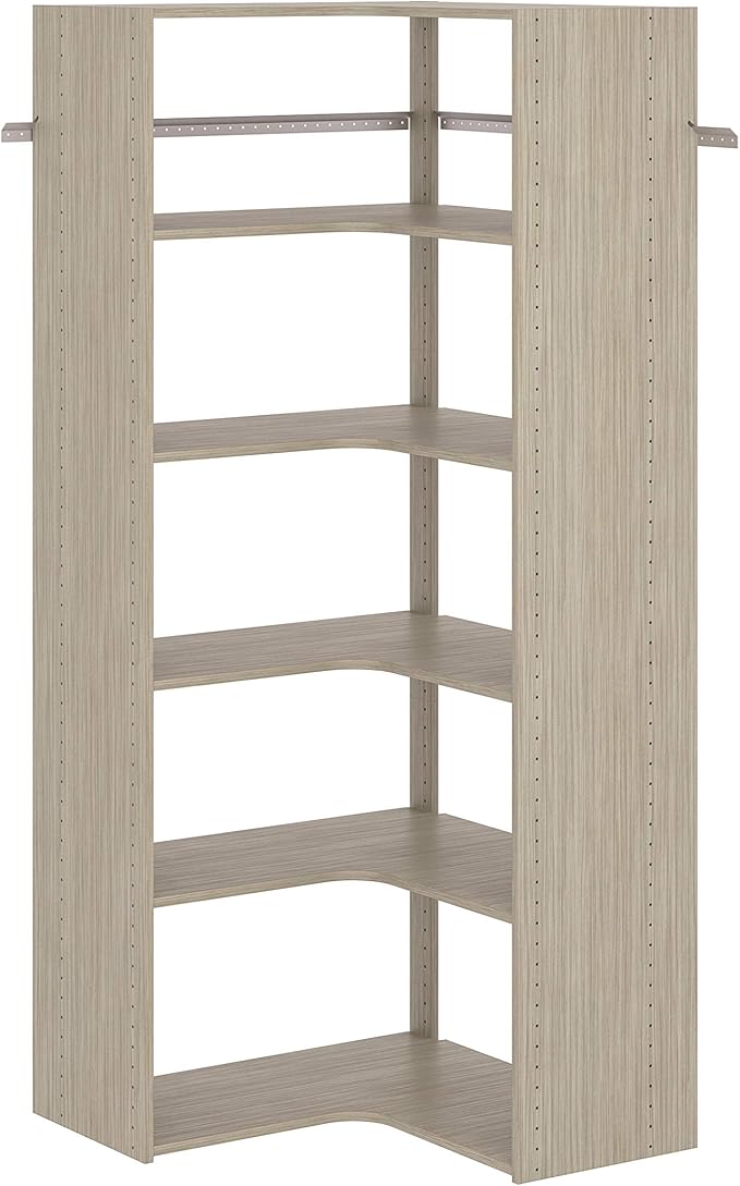 Easy Track PH42-CG Adjustable Corner Tower Clothing Storage Kit Closet Organizer, Weathered Grey