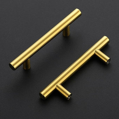 JOY DECOR 45 Pack 5 Inch Cabinet Pulls Kitchen Cabinet Handles with 3 Inch Hole Center Brushed Brass Cabinet Hardware Stainless Steel Kitchen Drawer Pulls for Cabinets Cupboard, 76mm Hole Centers