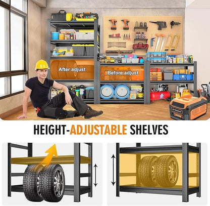 Metal Garage Shelving Unit,Heavy Duty 4-Tier Adjustable Storage Shelves,3000 lbs Capacity,Industrial Shelves for Heavy Tools and Equipment,for Garage,Basement