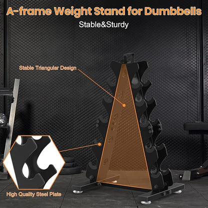 TomCare 6-Tier|5-Tier|4-Tier Dumbbell Rack Stand Only, Weight Rack for Home Gym Storage Stand for Weights Metal A-Frame Strength Training Dumbbell Holder with Handle (Dumbells not Included)