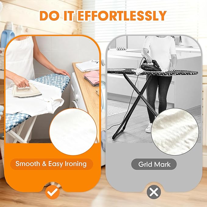 Ironing Board Cover and Pad, 15x54 Standard Size Thick Iron Padding, Scorch & Stain Resistant Ironing board cover, Heavy Duty Iron Board Padded with Adjustable Fasteners Elastic Edge, Aqua Blue