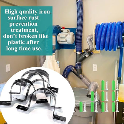Dust Collection Hose and Pipe Holder Adjustable Hangers Bracket, Don’t Broken Like Plastic After Long Time, Durable Spray Iron, 5 PCS (Black, 4 Inch)