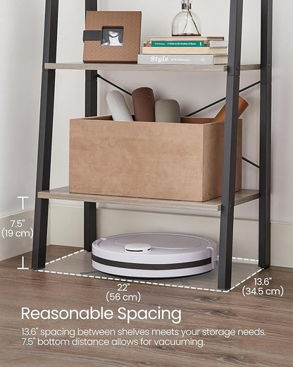 VASAGLE Ladder Shelf, 4-Tier Bookshelf, Storage Rack, Bookcase with Steel Frame, for Living Room, Home Office, Kitchen, Bedroom, Industrial Style, Heather Greige and Ink Black ULLS44MB