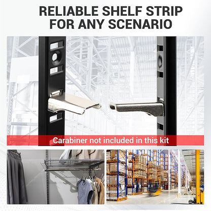 AP Black 8 Pcs 36 Inch Shelf Track Adjustable Shelf Track System Metal Pilaster Strip Shelf Standards