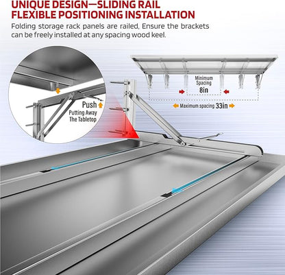 1.2x3FT Adjustable Garage Shelf Wall Mounted Fold Down Shelf Metal Heavy Duty Sliver 2Pack