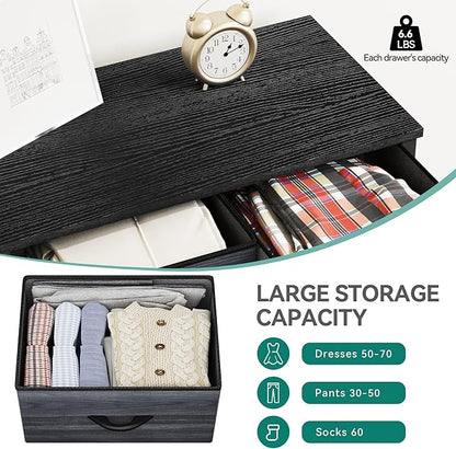 YITAHOME Fabric Dresser with 5 Drawers - Storage Tower with Large Capacity, Organizer Unit for Bedroom, Living Room & Closets - Sturdy Steel Frame, Wooden Top & Easy Pull Fabric Bins
