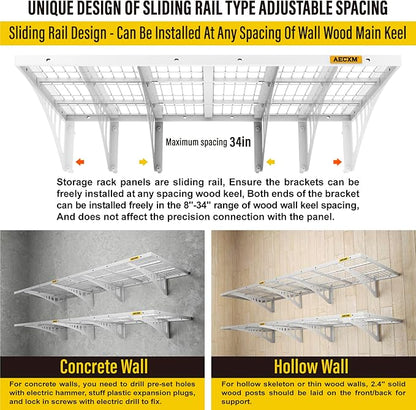 2x3ft 4Pack Wire Shelving Unit Heavy Duty Garage Storage Shelves Wall Mounted White 1120lbs Load Capacity（24-inch-by-36-inch）