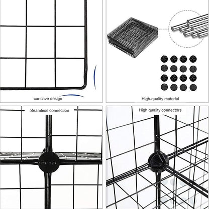 C&AHOME Wire Cube Storage - 9-Cube Organizer, Metal Grids, Modular Bookshelf, Closet Cabinet, Ideal for Home, Living Room, Office - 36.6'L x 12.4'W x 48.4'H Black
