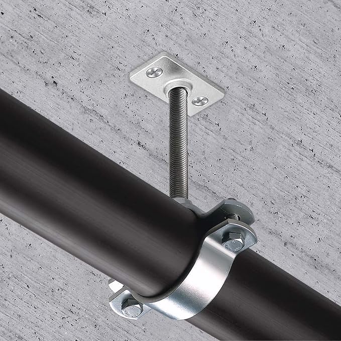 20 Pcs Ceiling Flange Hangers for 3/8" Threaded Rod Plate Ceiling Hangers Flanges Threaded Rod DIY Plumbing, Galvanized Ceiling Flange Hanger Plate Industrial Decor Project for Wall Mounting