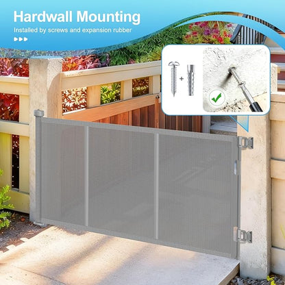 EZIGO Retractable Baby Gates Replacement Parts, Full Set Wall Mounting Accessories Including Brackets, Latches, Screws for 120 inch Extra Wide Baby Gate Pet Gate Mesh Gate Retractable Dog Gate, Gray